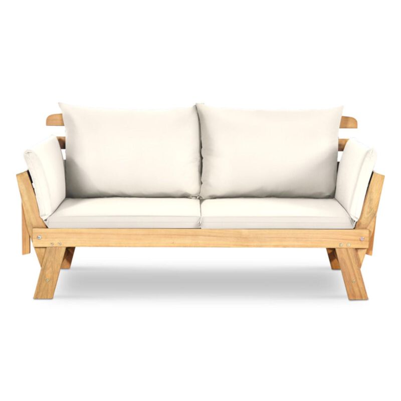 Hivvago Adjustable  Patio Convertible Sofa with Thick Cushion-White