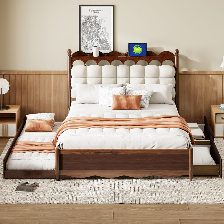 Merax Wooden Platform Bed with 2 Drawers and 1 Trundle