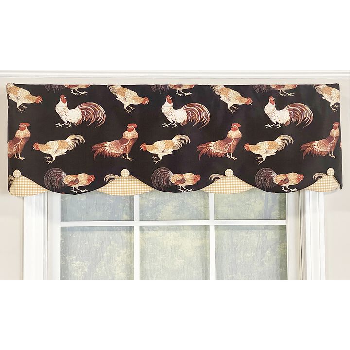 Cockadoodle Petticoat 3"Rod Pocket Window Valance 50" x 15" Black by RLF Home