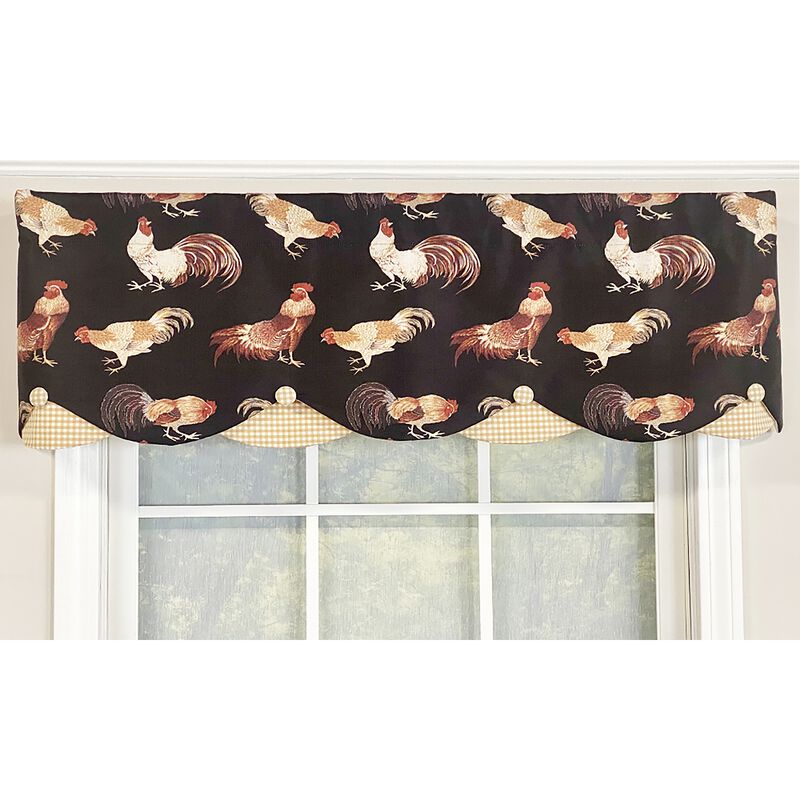 Cockadoodle Petticoat 3"Rod Pocket Window Valance 50" x 15" Black by RLF Home