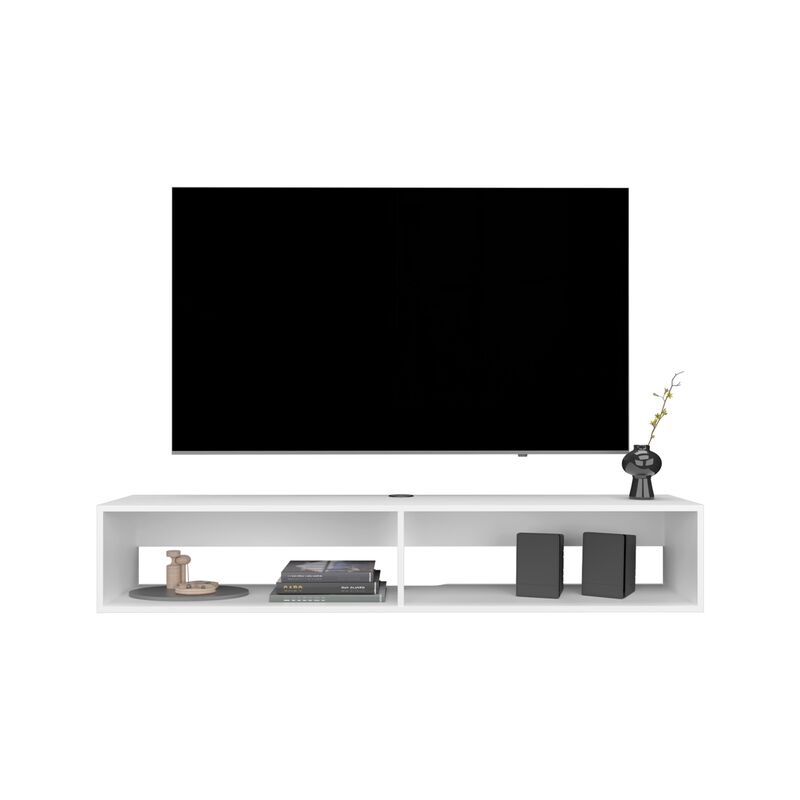 Lakes TV Stand 10.4" H, with 2 Shelves, White