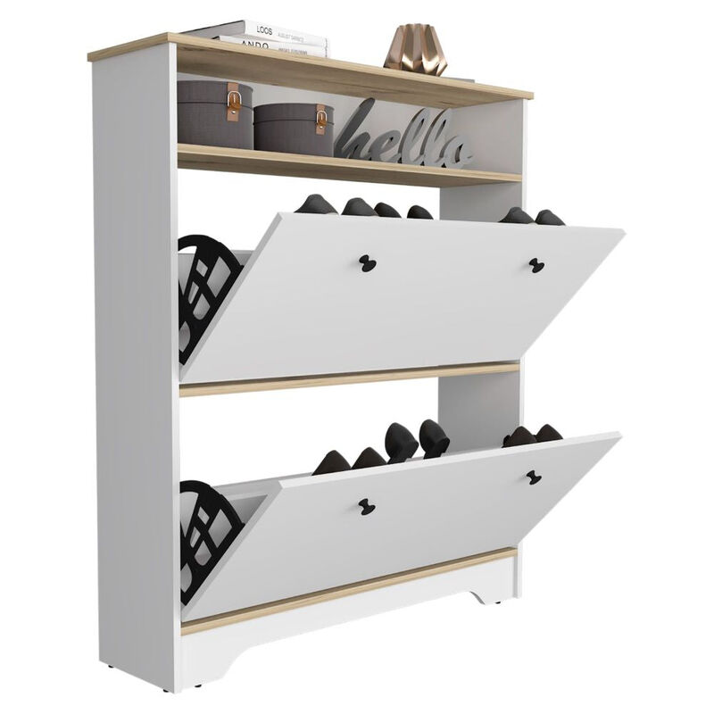 Shoe Rack Dublin, Bedroom, Light Oak / White