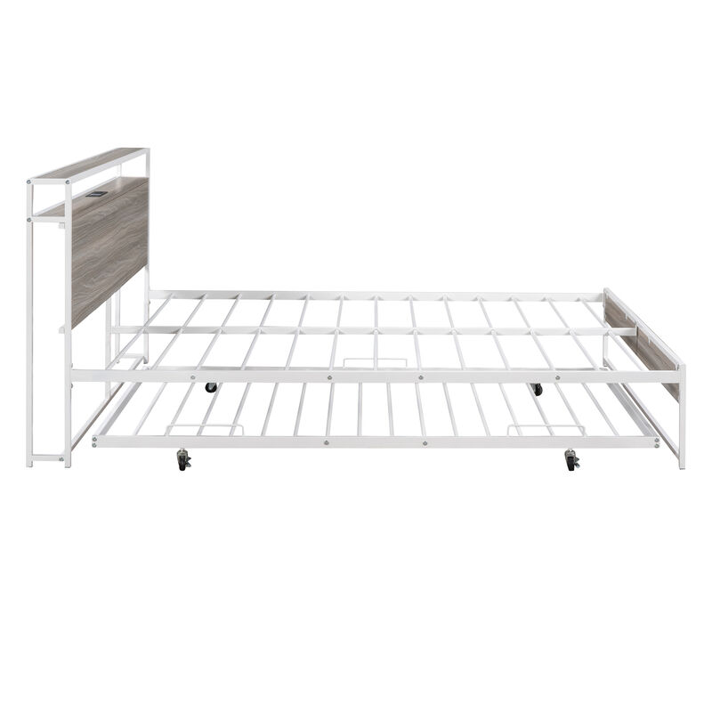 Merax Metal Platform Bed Frame with Trundle
