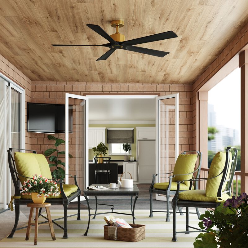 FUFU&GAGA Ceiling Fan 30-in with Black Blades Indoor/Outdoor Ceiling Fan Remote (5-Blade),Black