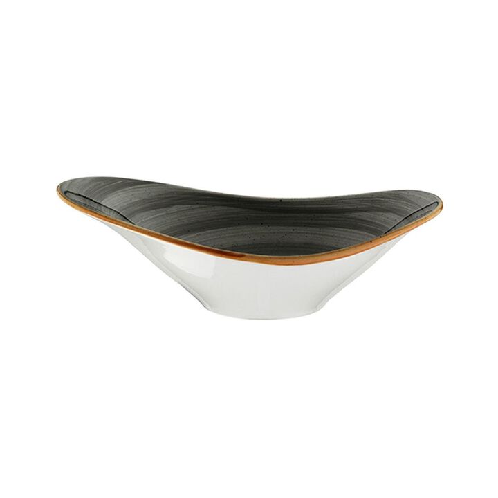 Space 11" x 7.5" x h:3.5" 25 oz. Oval Grey Porcelain Bowl