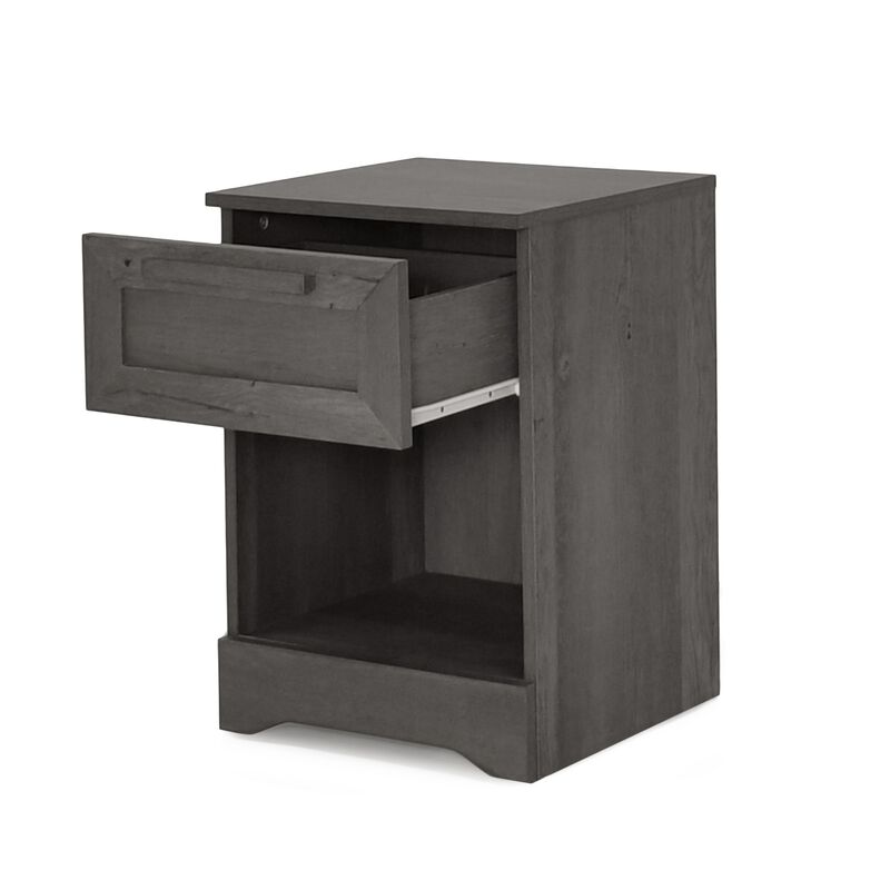 Vinie Nightstand with 1 Drawer and Shelf, Modern Taupe Gray Finish - Benzara