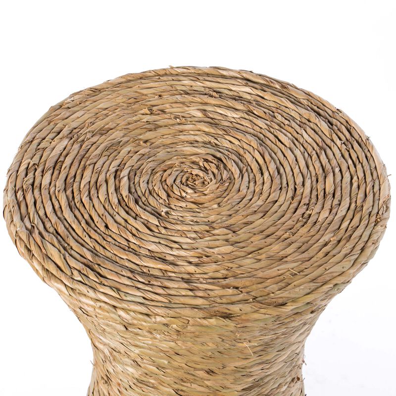 Decorative Round Wicker Side Table Hourglass Shape