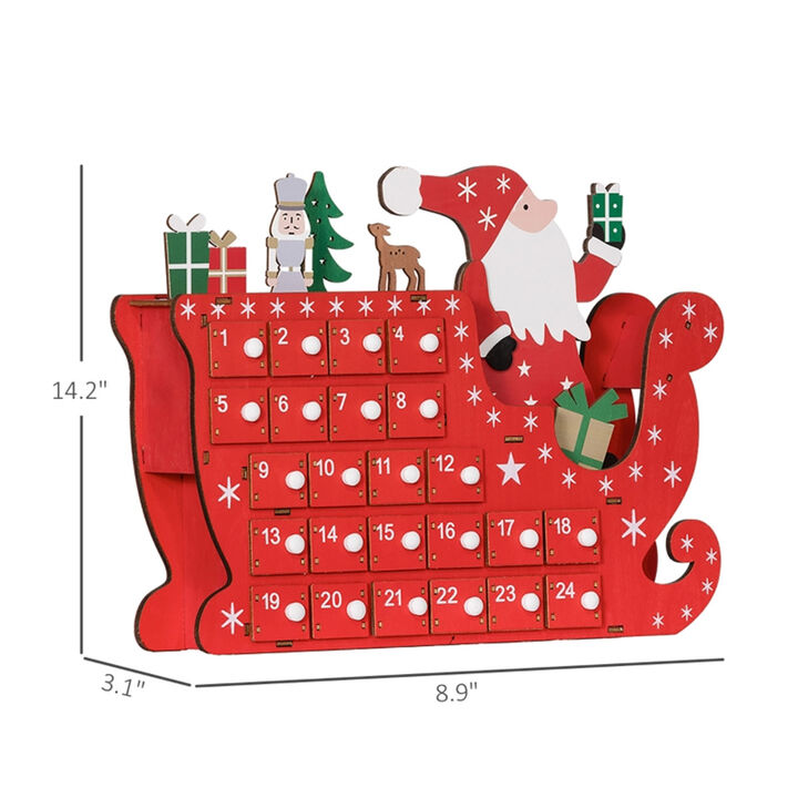 Wooden Christmas Advent Calendar with Drawers, Countdown to Christmas Decoration