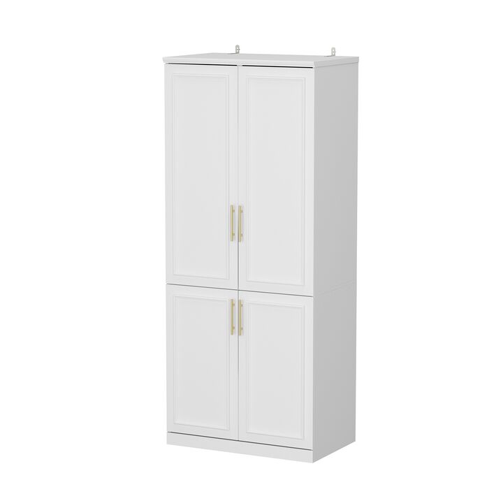 FUFU&GAGA  Armoire with Shelves and Hanging Rods for Bedroom Storage (31.7" W x 19.3" D x 74.8" H)White