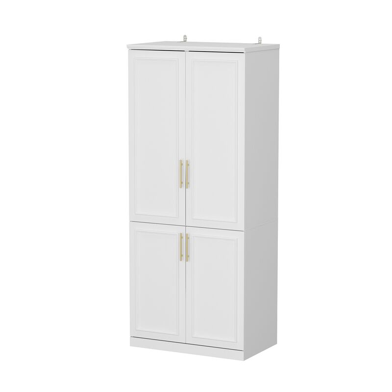 FUFU&GAGA  Armoire with Shelves and Hanging Rods for Bedroom Storage (31.7" W x 19.3" D x 74.8" H)White