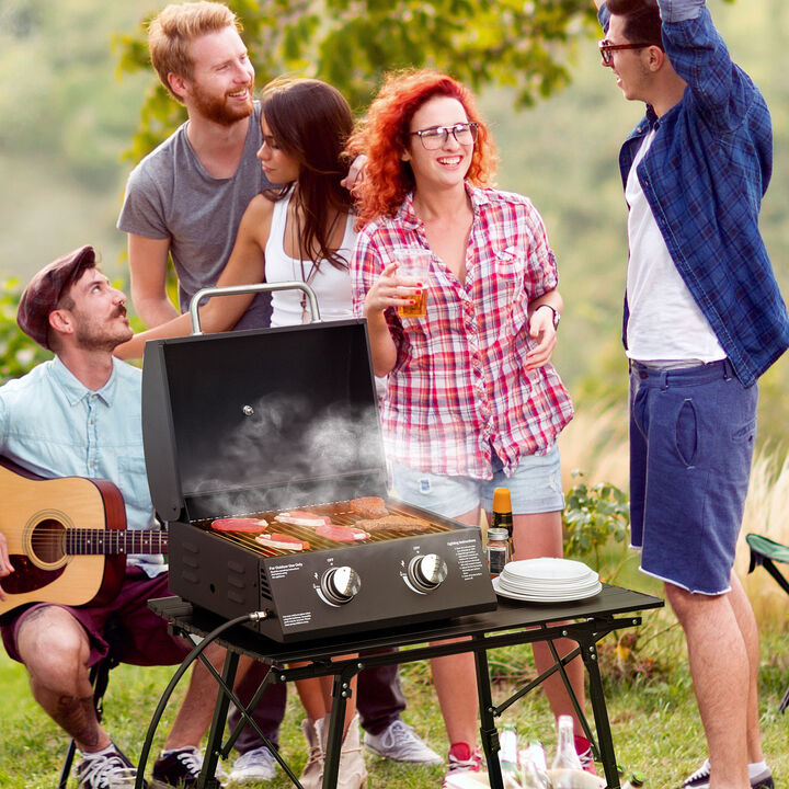 Streamdale 2-Burner Portable Propane Grill with Thermometer