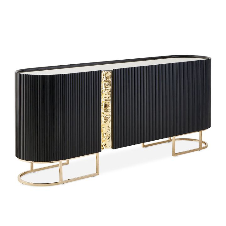 Michael Amini Lisbon Console Table - Silken Matte Black