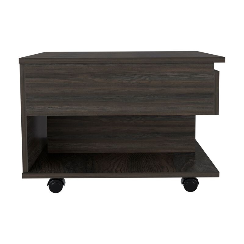 Luanda Lift Top Coffee Table, Casters, One Shelf -White