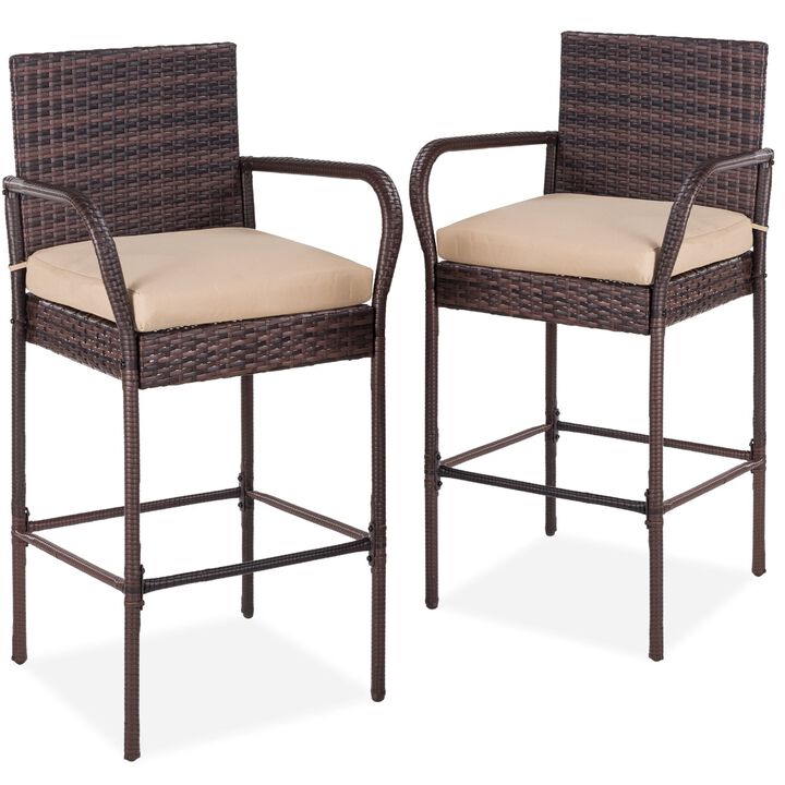 Hivvago Set of 2 Indoor/Outdoor Wicker Bar Stools