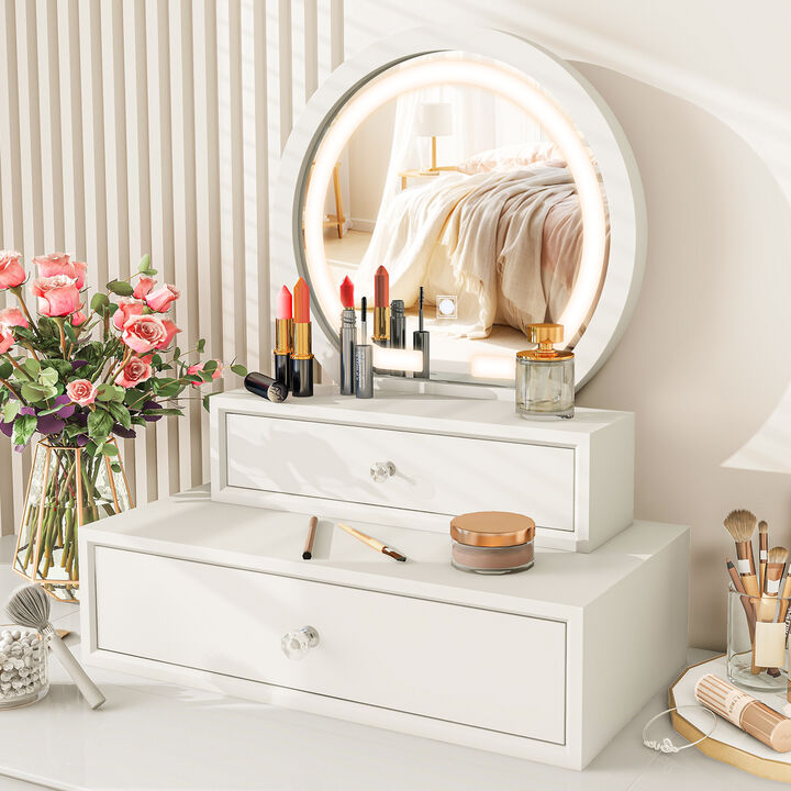 LED Lighted Vanity Mirror for Bedroom Tabletop