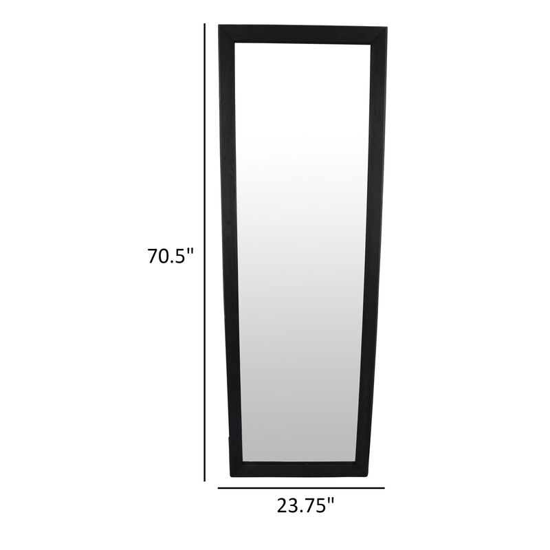 Wall-Mounted Mirror with Tall Rectangular Frame, 24 x 71, Black Metal - Benzara