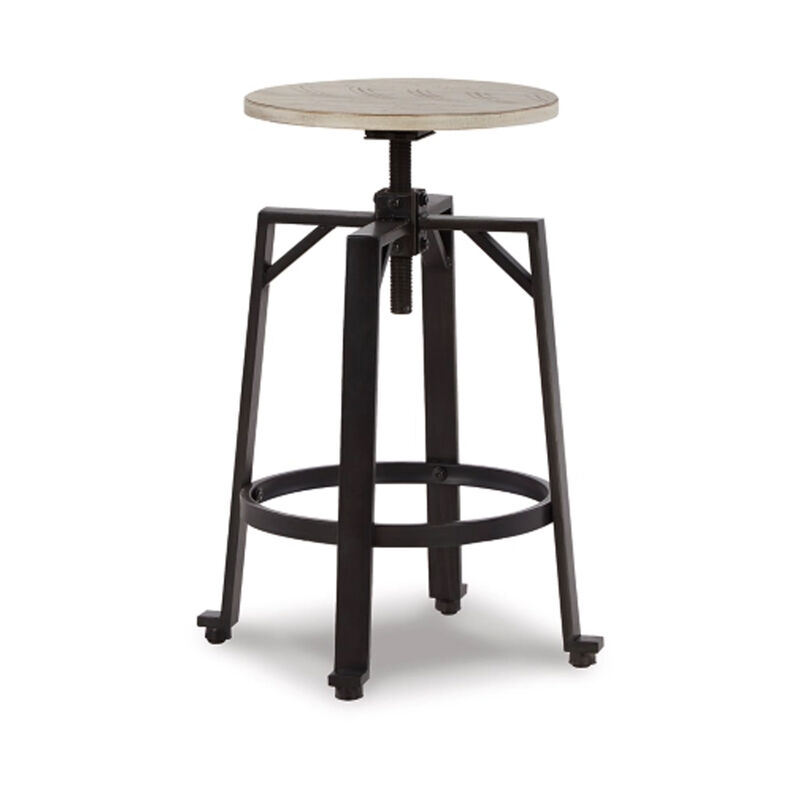 Xin 22-27 Inch Barstool, Set of 2, Adjustable Height, Light Brown, Black - Benzara