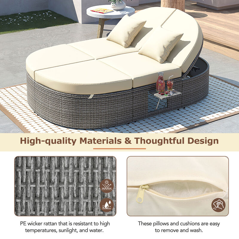 Merax  2-Person Daybed with Cushions and Pillows Outdoor Sun Bed Patio