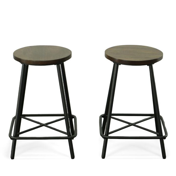 Carolina Living Illona 24 Counter Stool - Set of 2 - Elm Seat - Black Base