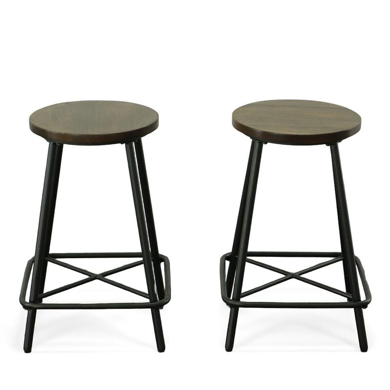 Carolina Living Illona 24 Counter Stool - Set of 2 - Elm Seat - Black Base