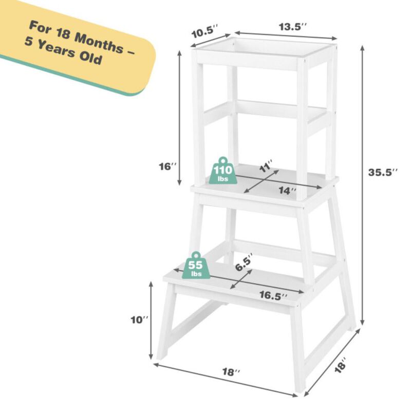 Hivvago 2-in-1 Multifunctional Toddler Step Stool with Safety Rail