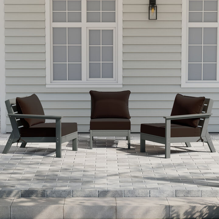 WestinTrends Outdoor Patio HDPE Sectional Sofa with Patio Cushions