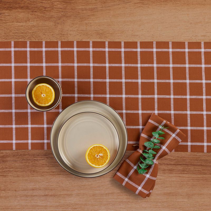 Solino Home 100% Pure Linen Table Runner 14 x 48 Inch | Windowpane