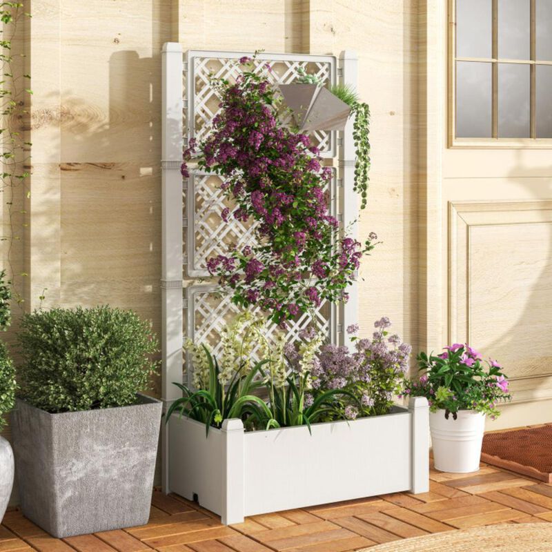 Hivvago Outdoor Planter Box Self-Watering Raised Garden Bed Trellis with Water Level Indicator