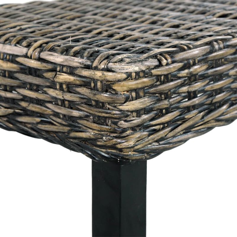 vidaXL Bench 43.3" Black Natural Kubu Rattan and Solid Mango Wood