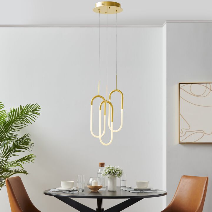 Three Clips Chandelier Sandy Gold Silicone Integrated LED Dimmable