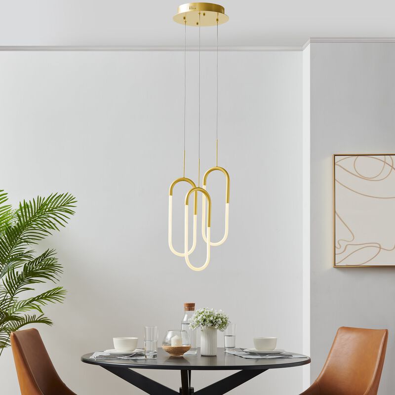 Three Clips Chandelier Sandy Gold Silicone Integrated LED Dimmable
