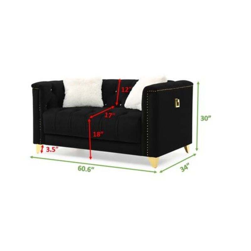 Russell 2 Piece Living Room Set Black