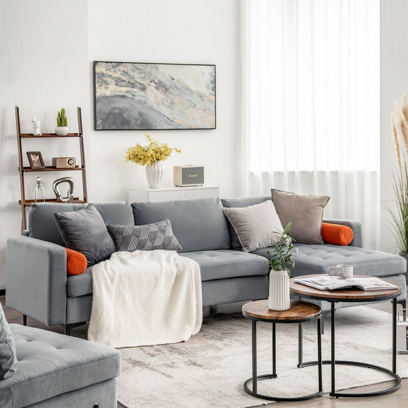 Modern Loveseat Sofa with 2 Bolsters and Side Storage Pocket