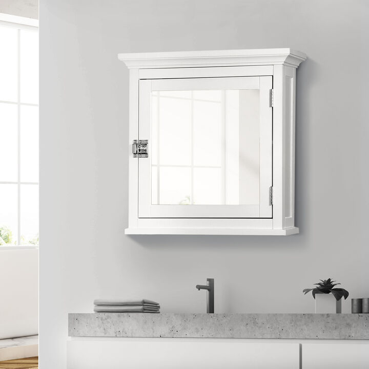 Teamson Home Madison Removable Wooden Medicine Cabinet with Mirrored Door- White