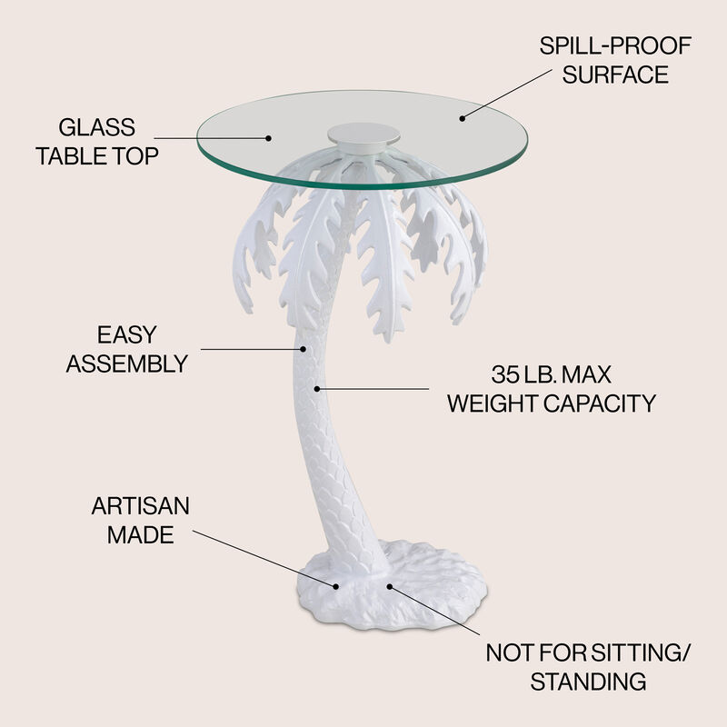 Vince Mid-Century Vintage Glass Top Metal Palm Tree End Table