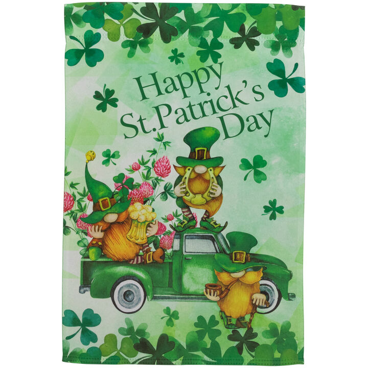 Joyful Leprechauns "Happy St. Patrick's Day" Outdoor Garden Flag 18" x 12.5"