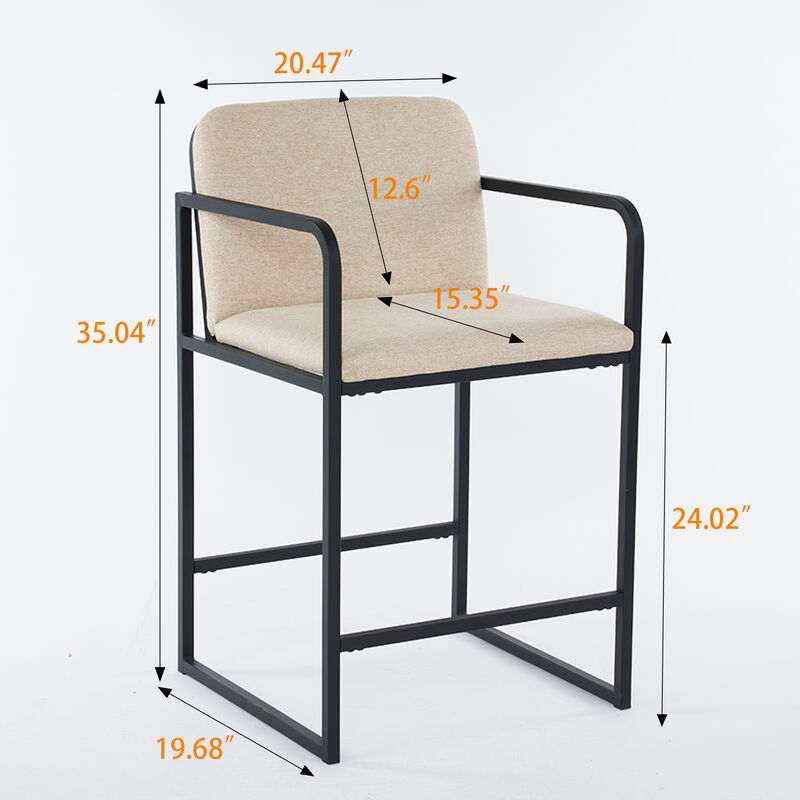 Merax Modern Upholstered Counter Height Bar Stool Set of 2