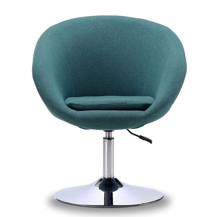 Hopper Sky Blue and Polished Chrome Twill Adjustable Height Chair - Benzara