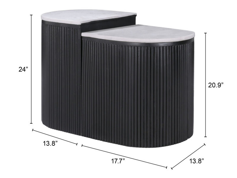 Ormara Side Table Set (2-Piece) White & Black