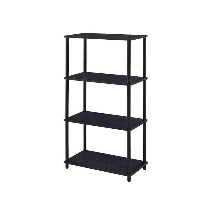 Bookshelf with Black Metal Frame, Black-Benzara