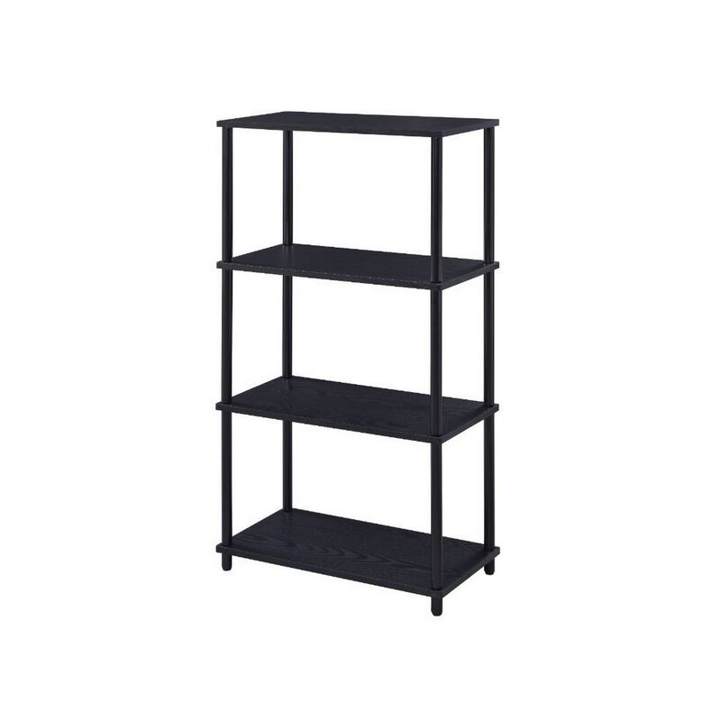Bookshelf with Black Metal Frame, Black-Benzara