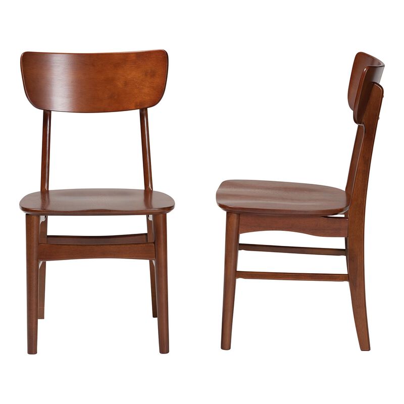 Baxton Studio Netherlands Mid Century Scandinavian Dark Walnut Bent Wood Dining Side Chair