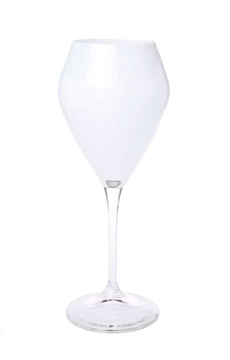 Set of 6 White V-Shaped Wine Glasses with Clear Stem
