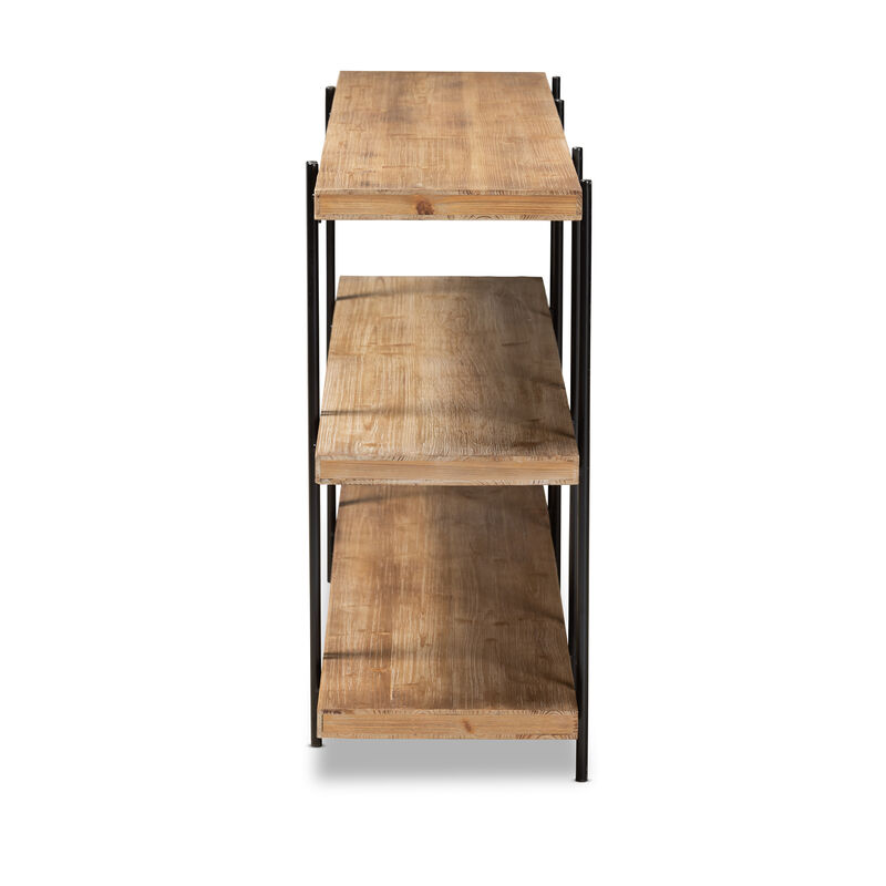 Baxton Studio Tarah Natural Brown Finished Wood And Black Finished Metal Console Table