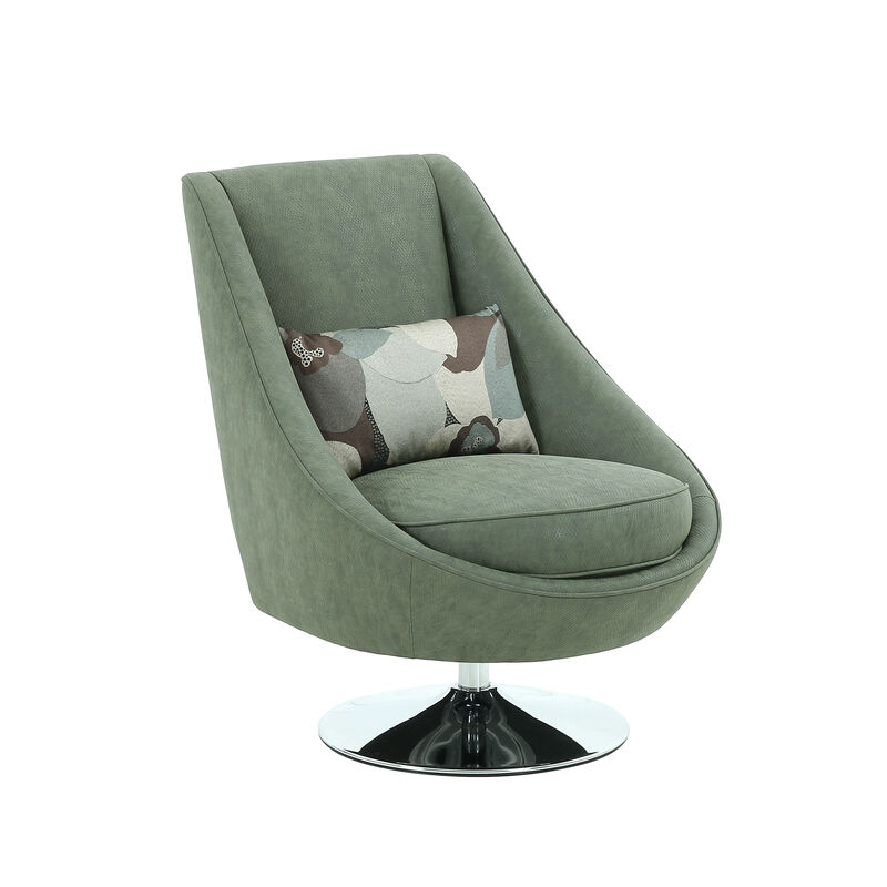 Pasargad Home Noho Collection Silver Swivel Accent Chair with Pillow