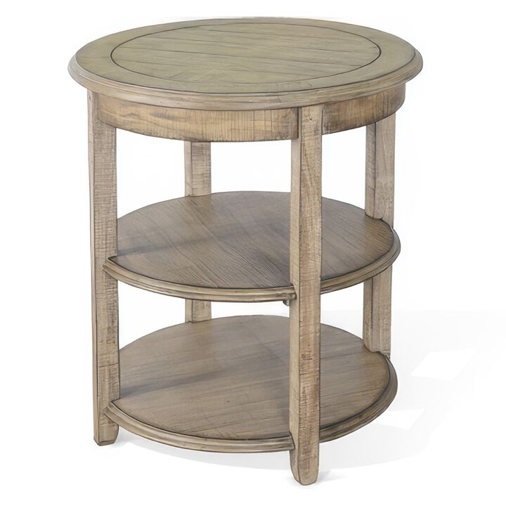 Rena Side End Table, 2 Shelves, 24 Inch Plank Light Brown Mahogany - Benzara