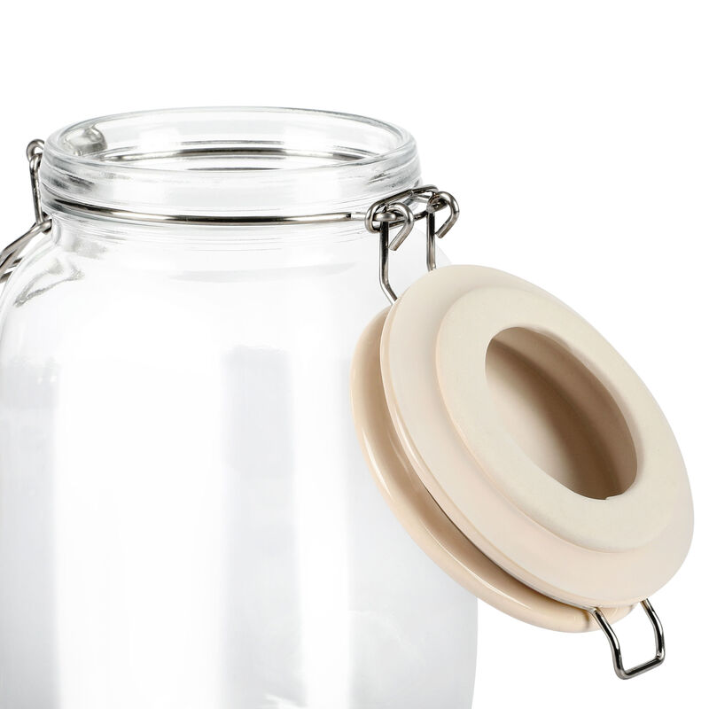 Martha Stewart Rindleton 3 Piece Glass Canister Set with Ceramic Lids in Off-White