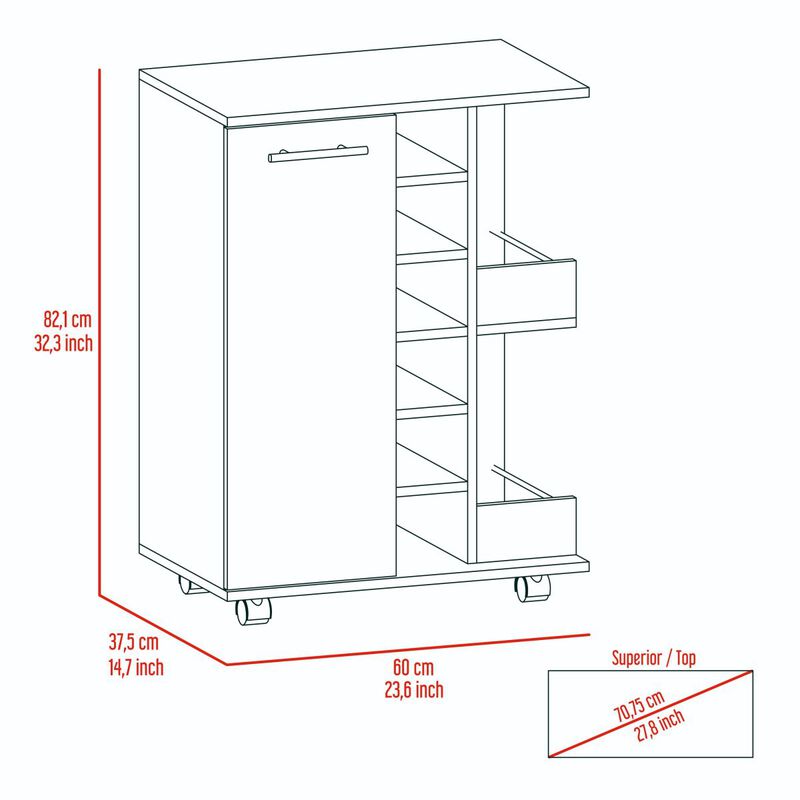 Bartlet 2-Shelf 6-Bottle Bar Cart With Division Black Wengue