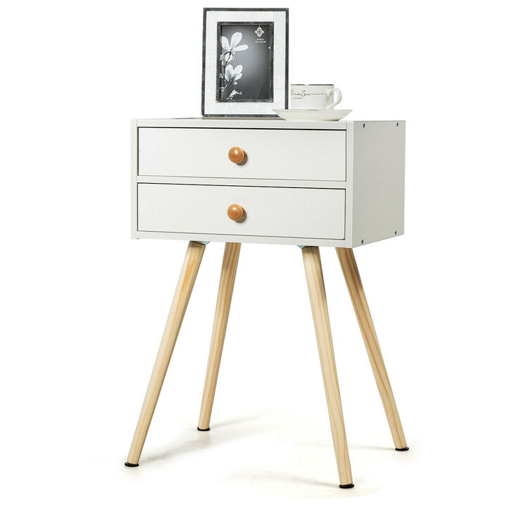 Mid Century Modern 2 Drawers Nightstand
