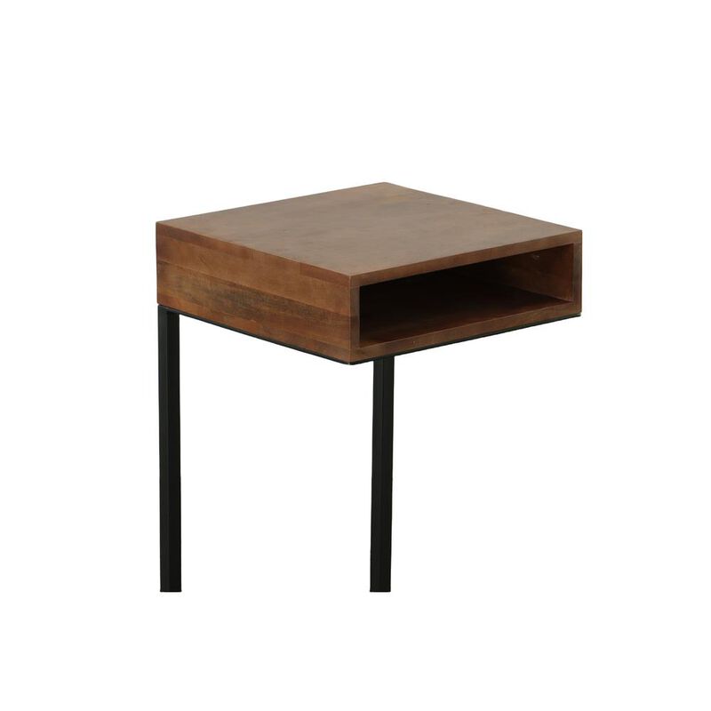 Carolina Living Dashiel Cubby C-Form Table - Chestnut/Black